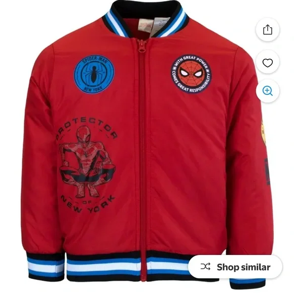 Marvel Superheroes Characters Boys Bomber Jacket, Spider-Man - Picture 10 of 13